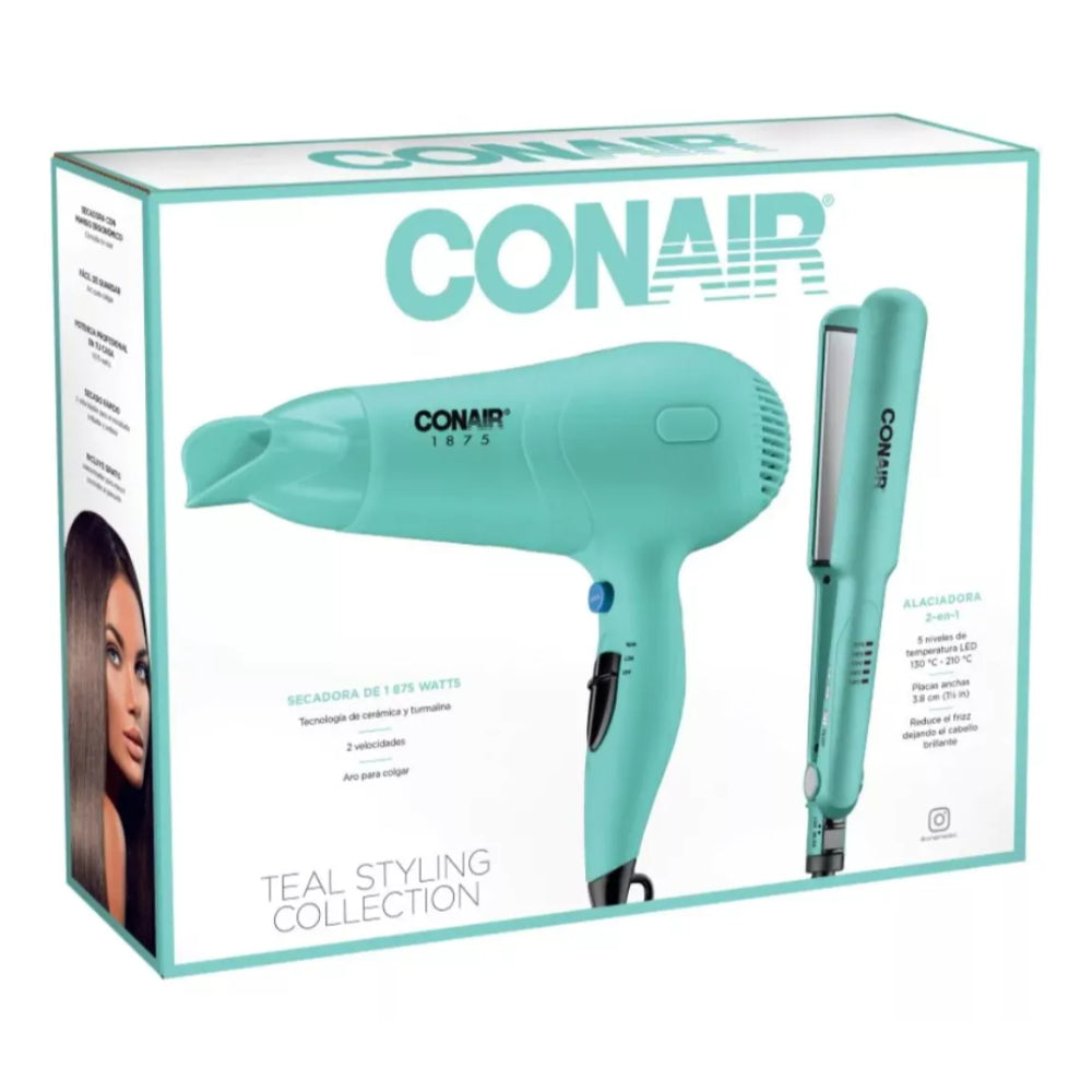 Kit Secador + Plancha Teal Styling Collection Cb229Pp2Es By Conair_002