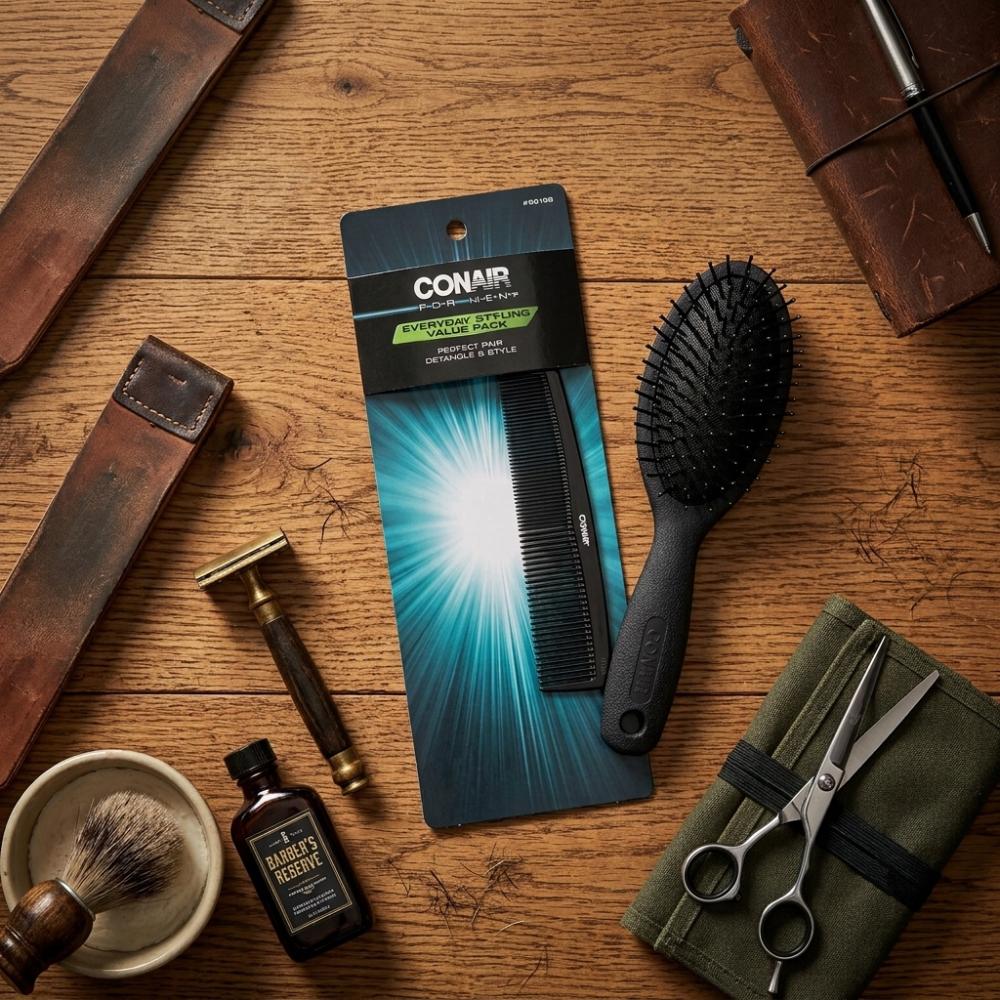 Set de cepillo ovalado + peine para hombre 95198 by Conair®