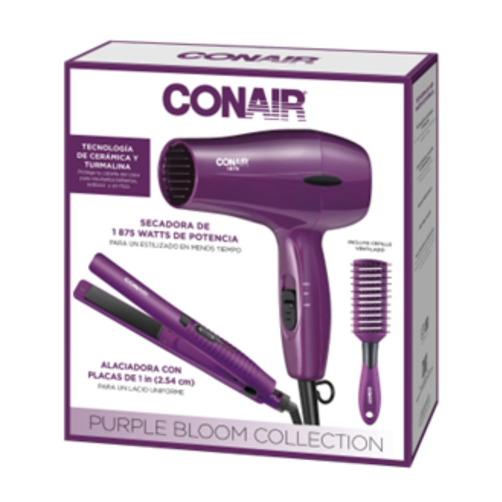 Combo Secadora y Plancha Alisadora Purple + Cepillo Conair®
