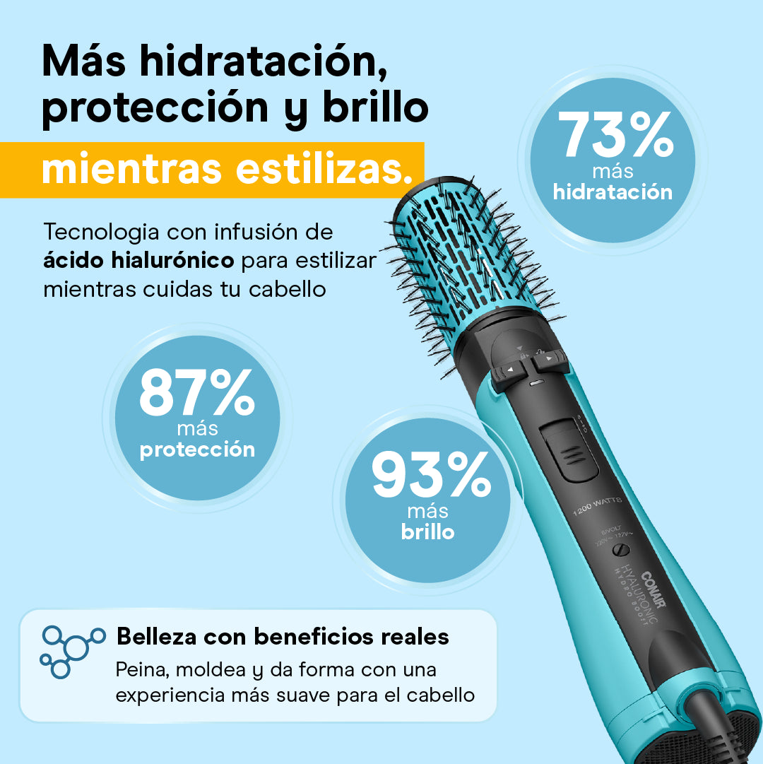 Cepillo de aire giratorio de Doble Voltaje con infusión hialurónica P1200DAL BY CONAIR®