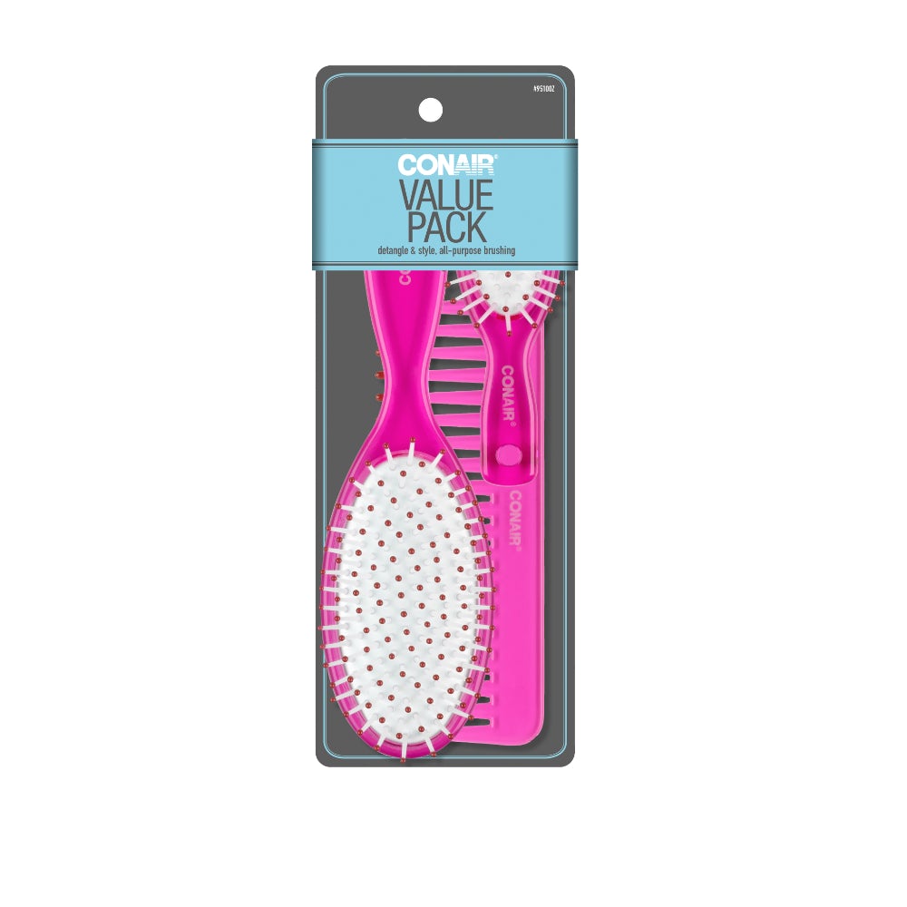 Set X3 Cepillo, Mini Cepillo Y Peine Conair 95100Z