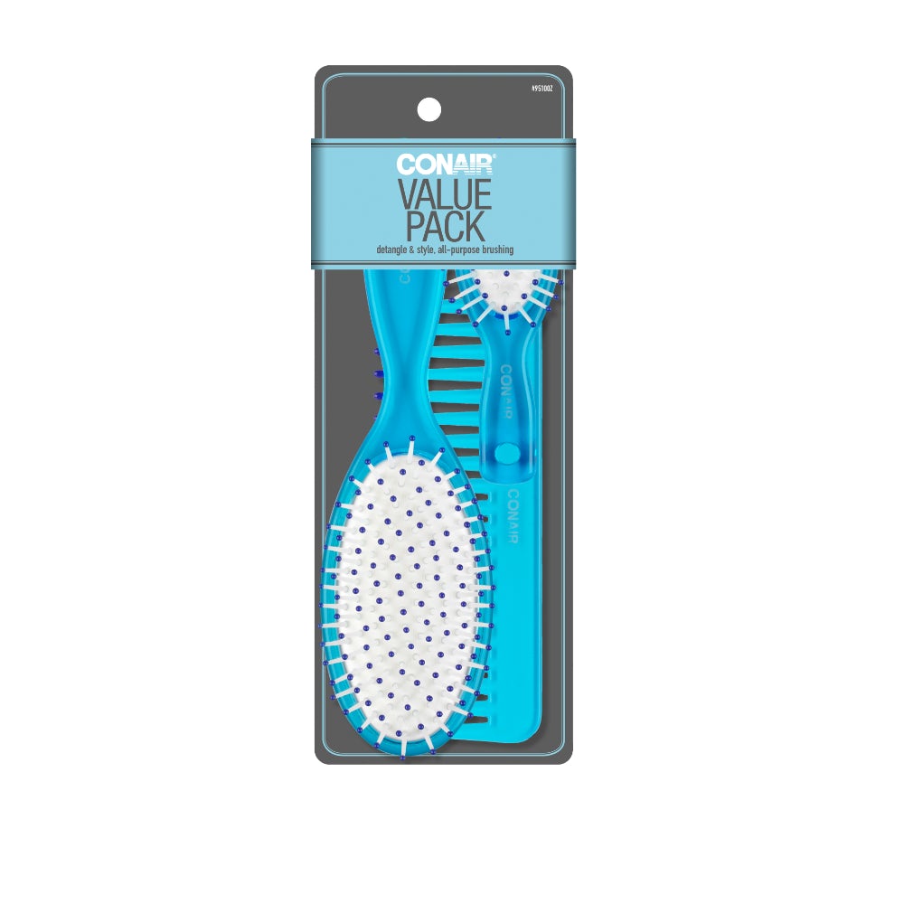 Set X3 Cepillo, Mini Cepillo Y Peine Conair 95100Z