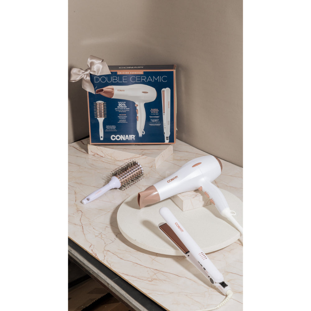 Combo Secador 530 Y Plancha Alisadora De 25 Mm Cs221 530Cs221N Double Ceramic By Conair®