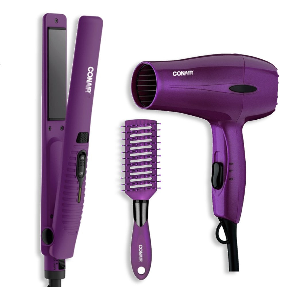 Combo Secadora y Plancha Alisadora Purple + Cepillo Conair®
