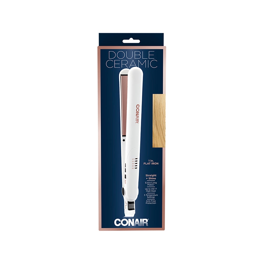 Plancha Alisadora de 25 mm Doble Cerámica Blanca Conair CS221N/CS221NAL