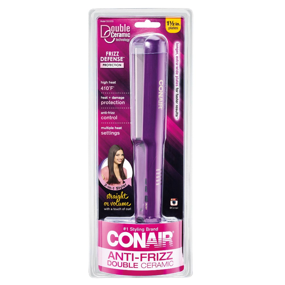 Plancha Alisadora 1,5" Doble Cerámica Morado Conair
